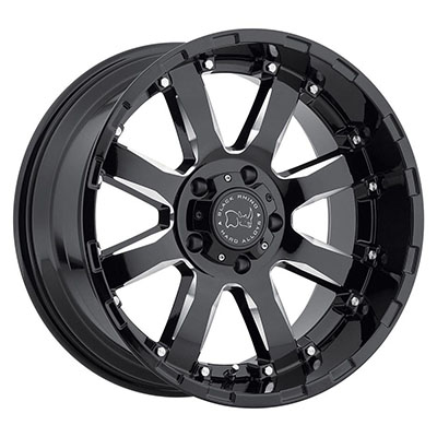 Black Rhino Sierra Wheel, 22x11.5 with 6 on 5.5 Bolt Pattern - Black with Milled - 2215SRA-46140B12